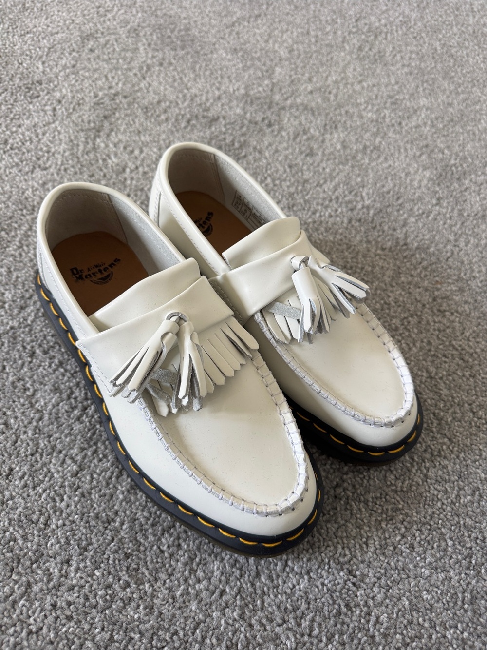 Dr. Martens White Tassel Fringe Loafers for Men